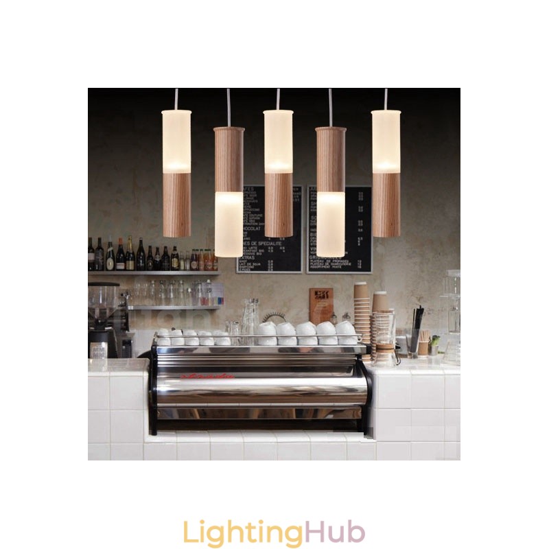 Modern Contemporary 5 Light Wooden Pendant Light