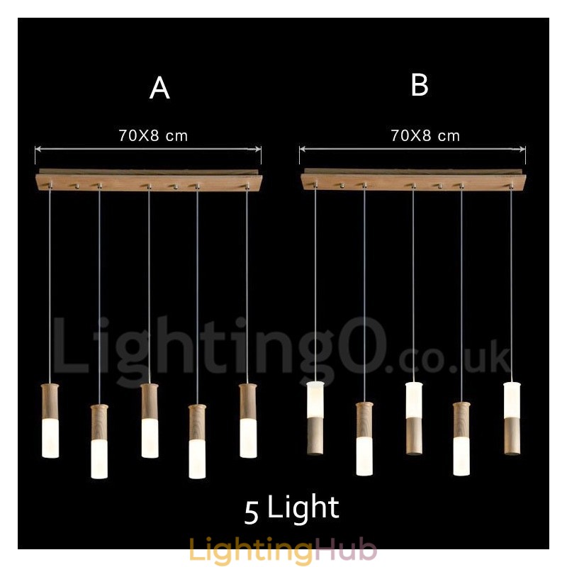 Modern Contemporary 5 Light Wooden Pendant Light