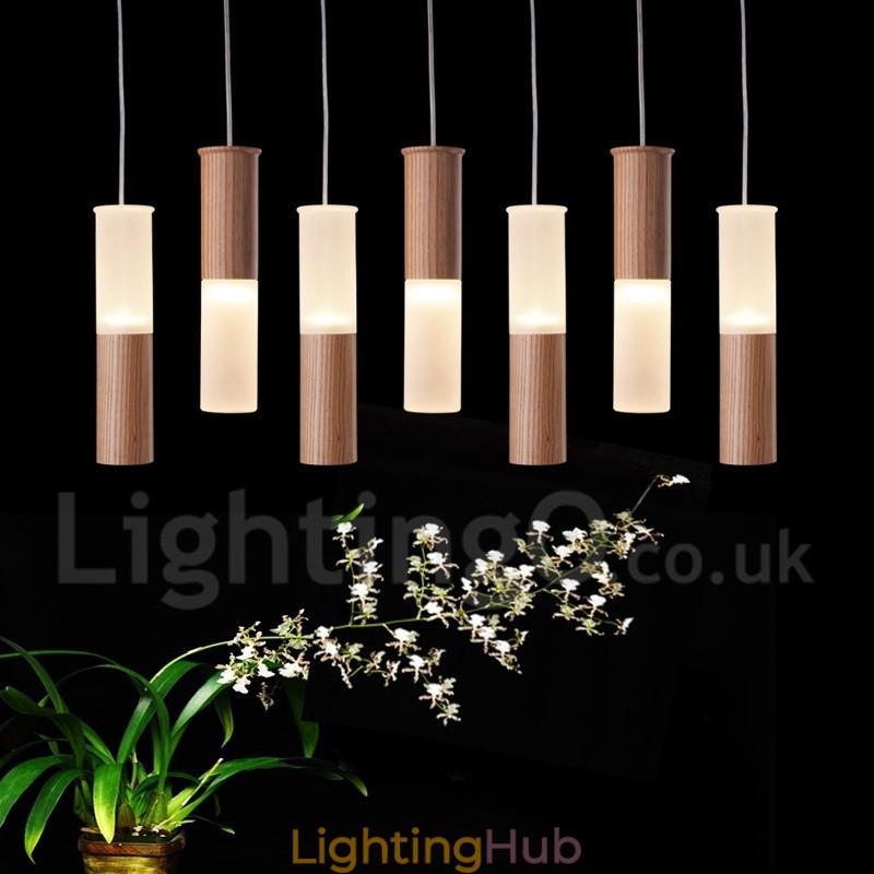 Modern Contemporary 7 Light Wooden Pendant Light