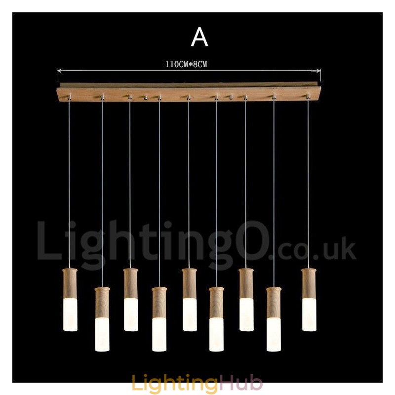 Modern Contemporary 9 Light Wooden Pendant Light