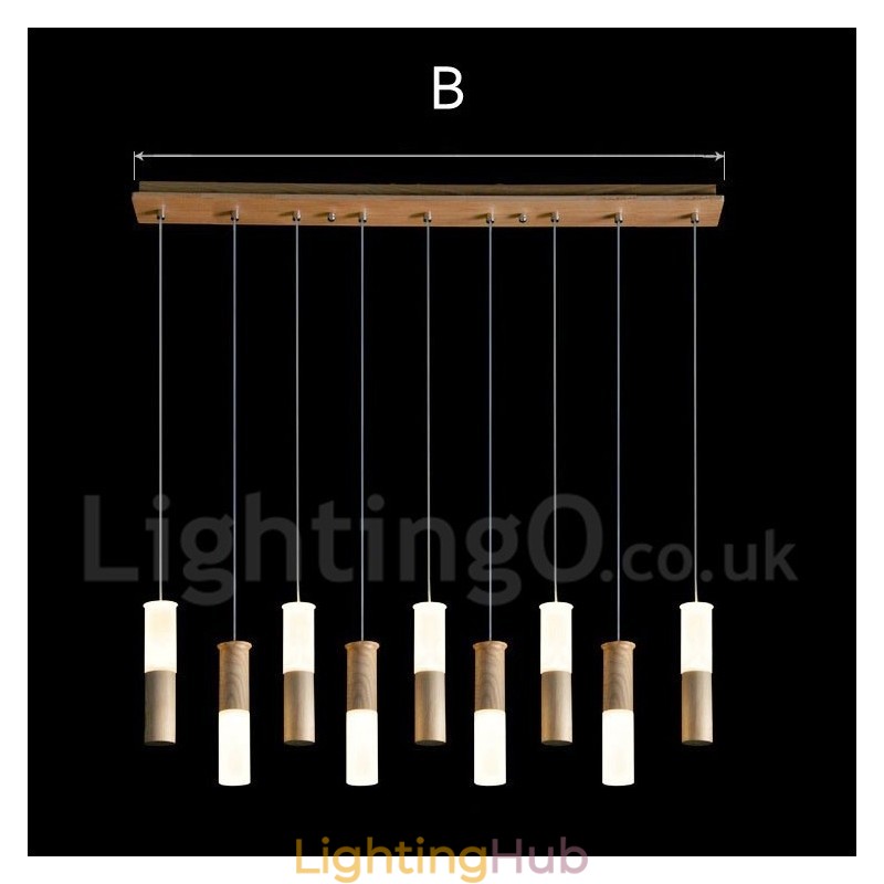 Modern Contemporary 9 Light Wooden Pendant Light