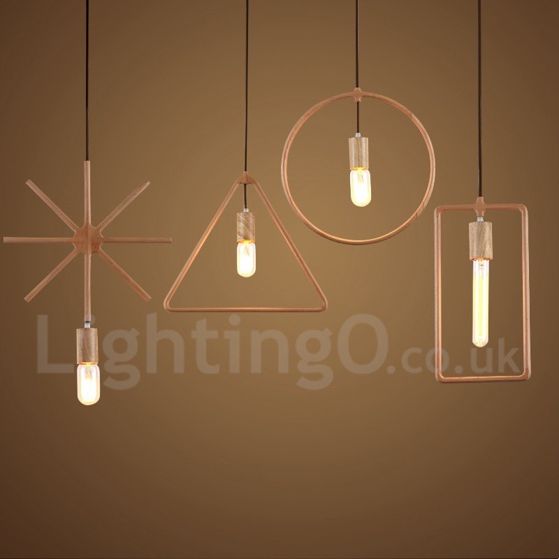 1 Light Rustic Lodge Wooden Pendant Light