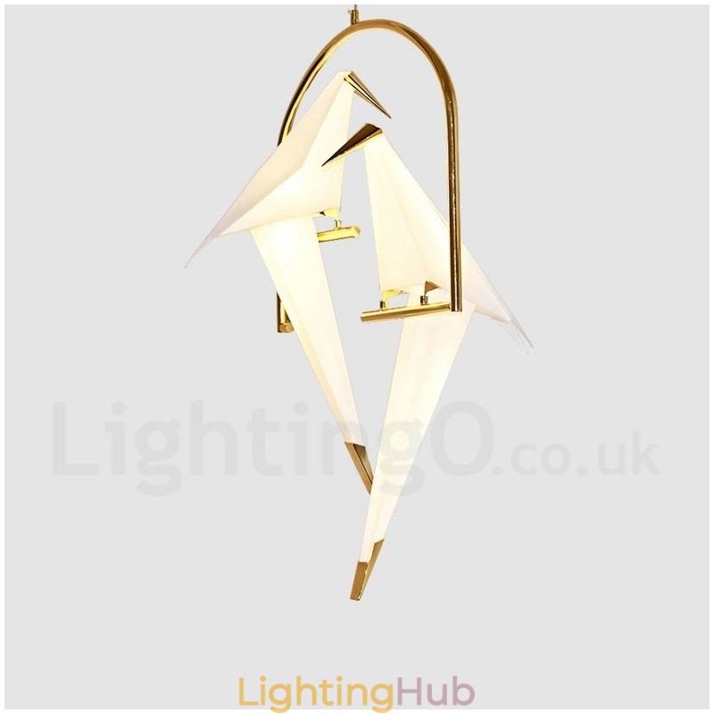 Modern Contemporary Paper Crane 2 Light Pendant Light