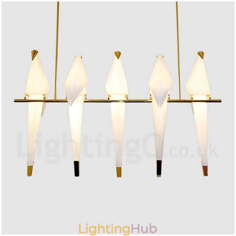 Modern Contemporary Paper Crane 5 Light Pendant Light