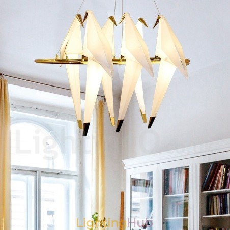 Modern Contemporary Paper Crane 6 Light Pendant Light Modern Contemporary Paper Crane 6 Light Pendant Light