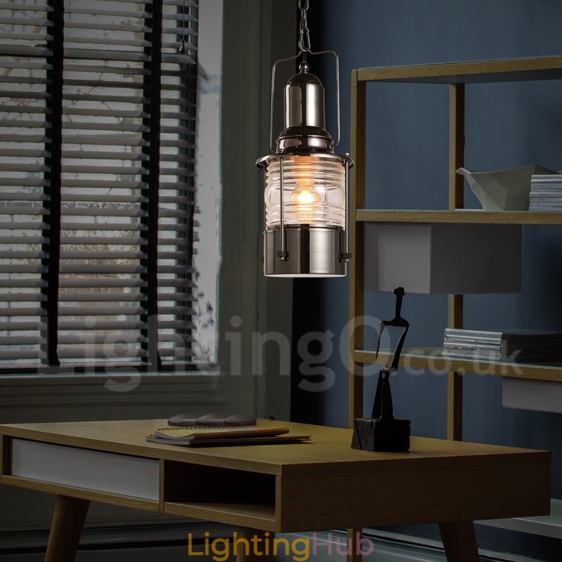 Retro Vintage 1 Light Lantern Copper Pendant Light