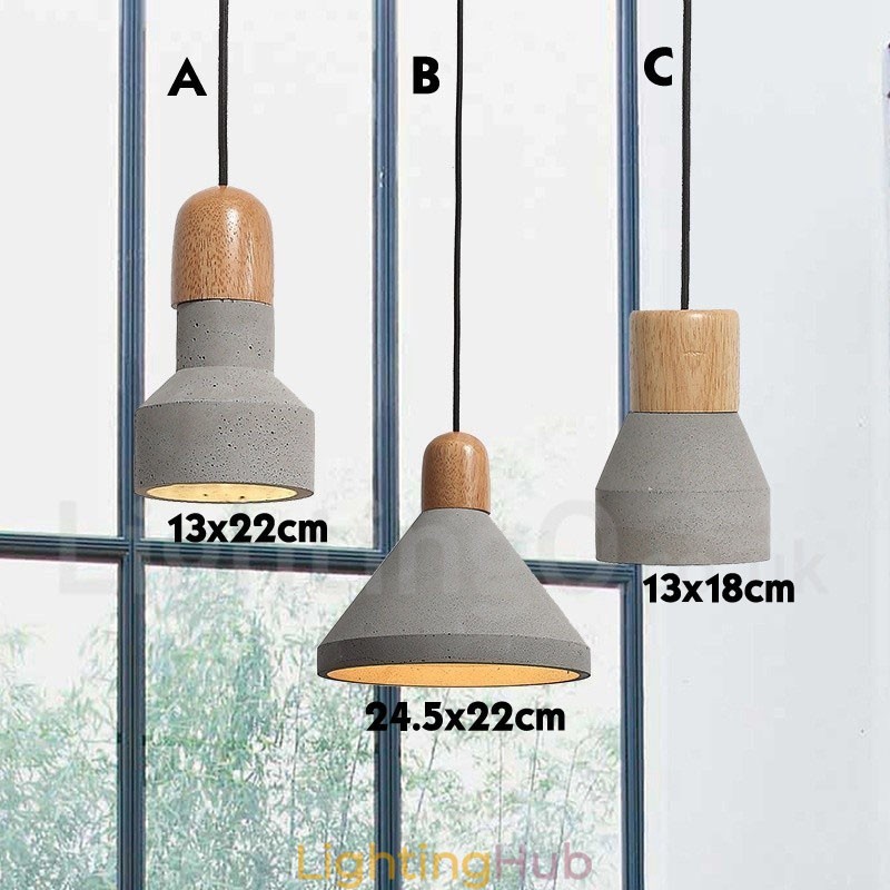 Single Light Modern Contemporary Wood Concrte Pendant Light