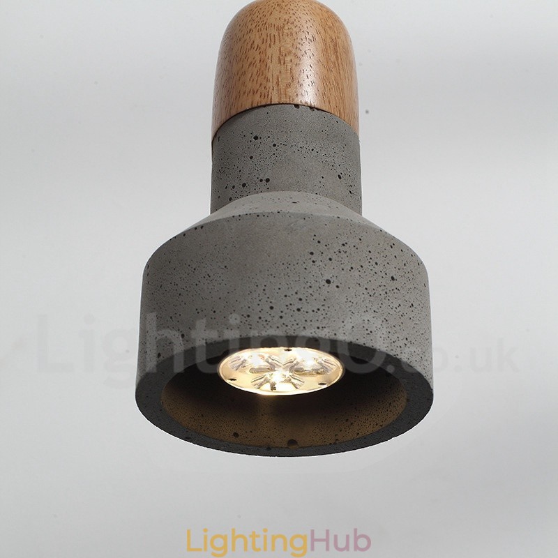 Single Light Modern Contemporary Wood Concrte Pendant Light