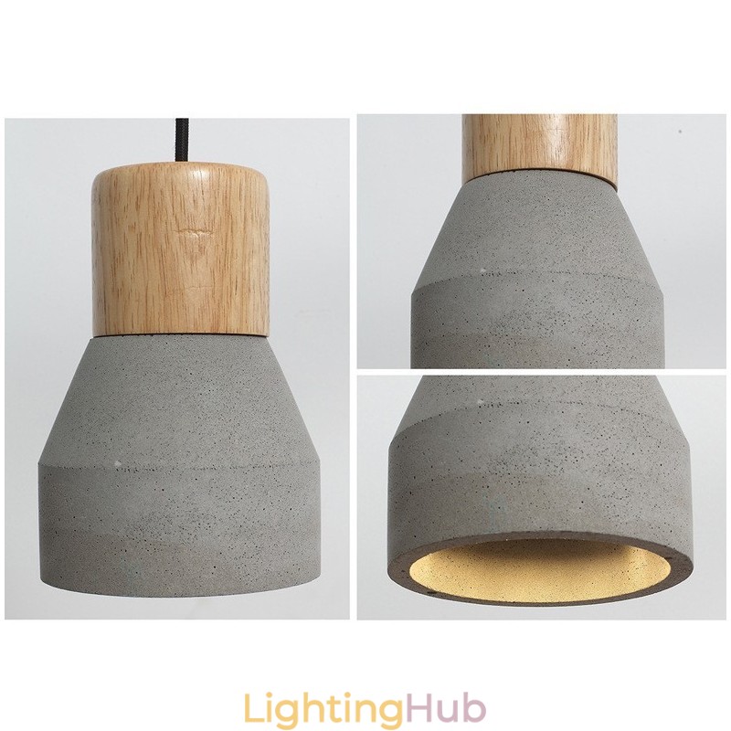 Single Light Modern Contemporary Wood Concrte Pendant Light