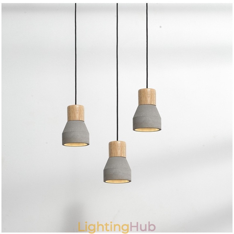 Single Light Modern Contemporary Wood Concrte Pendant Light