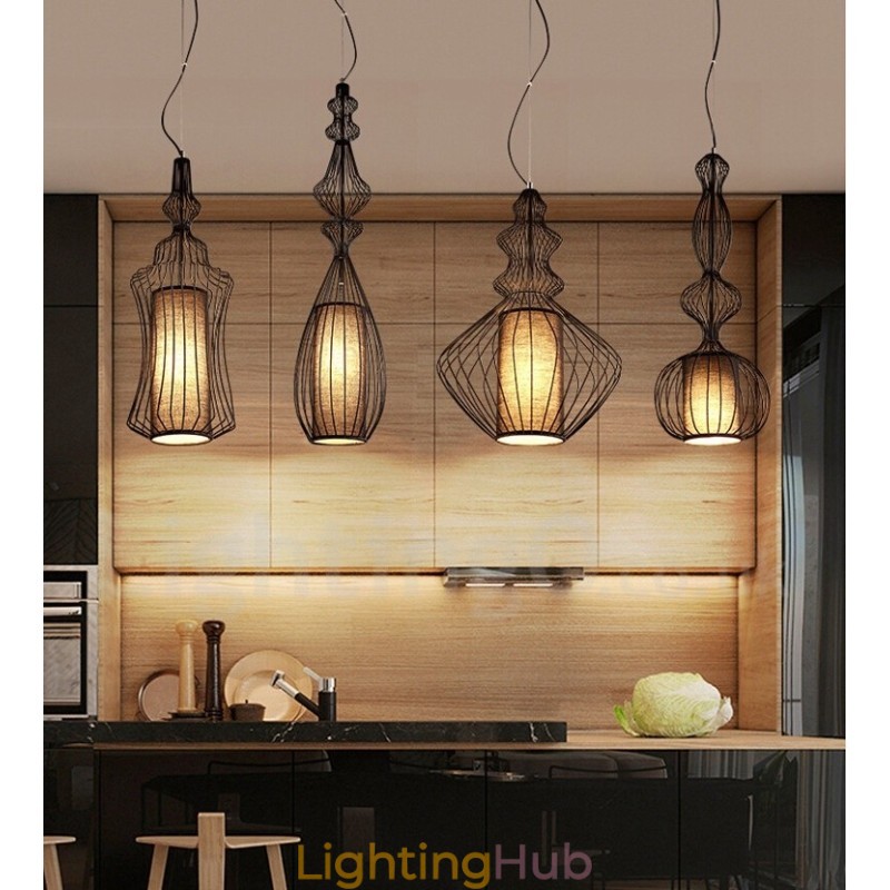 Country Vintage Metal Vase Shape Pendant Light