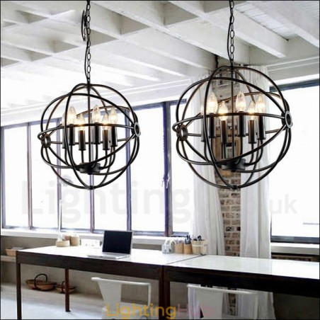 6 Light Metal Globe Vintage Pendant Light 6 Light Metal Globe Vintage Pendant Light