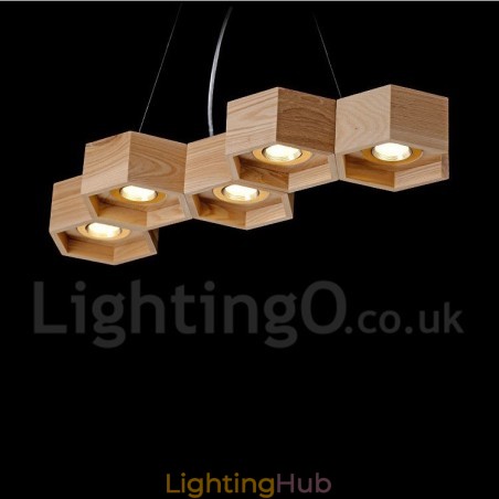 5 Light Wood Modern Contemporary Pendant Light 5 Light Wood Modern Contemporary Pendant Light