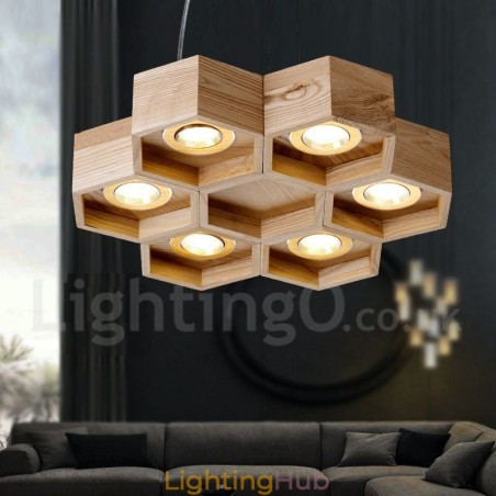 6 Light Wood Modern Contemporary Pendant Light 6 Light Wood Modern Contemporary Pendant Light