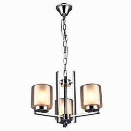 Iron Electroplated Chandelier with Glass Shade Classic Candle Lighting Lamp 3 Heads