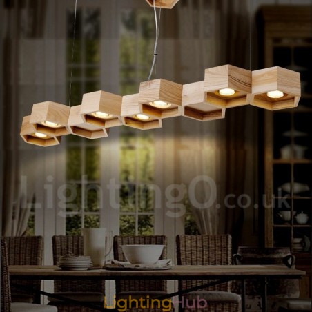 7 Light Wood Modern Contemporary Pendant Light 7 Light Wood Modern Contemporary Pendant Light