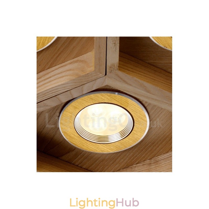 7 Light Wood Modern Contemporary Pendant Light
