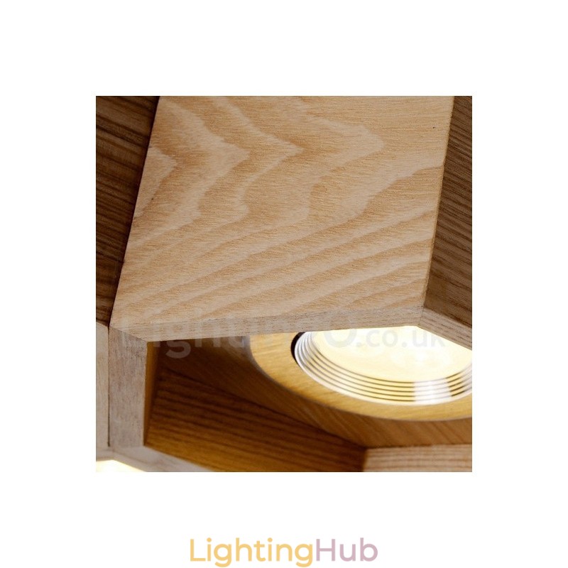 7 Light Wood Modern Contemporary Pendant Light