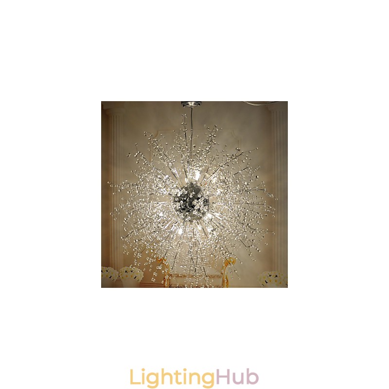 Modern Lantern Globe Crystal Chrome Metal Flush Mount