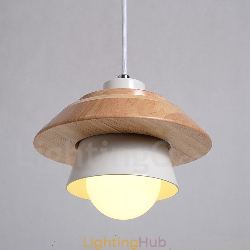 Metal Wood 1 Light Pendant Light