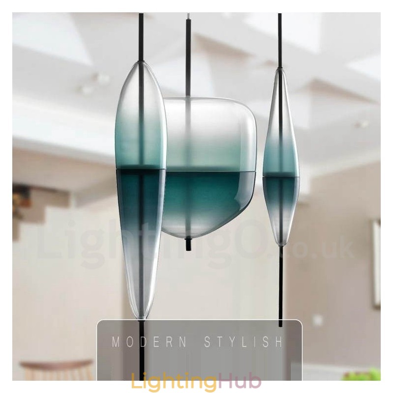 Modern Contemporary Gradient Color Pendant Light with Glass Shade