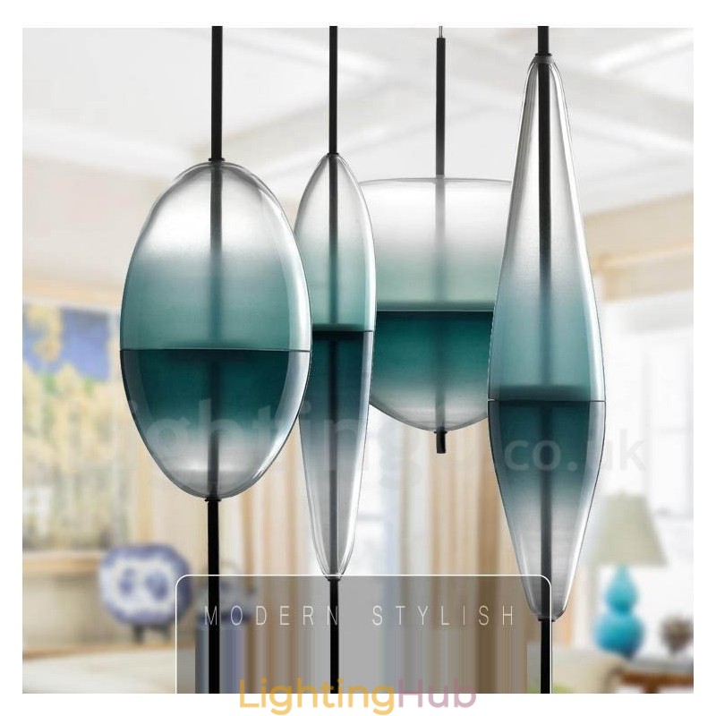 Modern Contemporary Gradient Color Pendant Light with Glass Shade