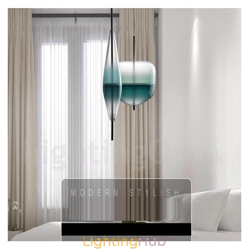 Modern Contemporary Gradient Color Pendant Light with Glass Shade