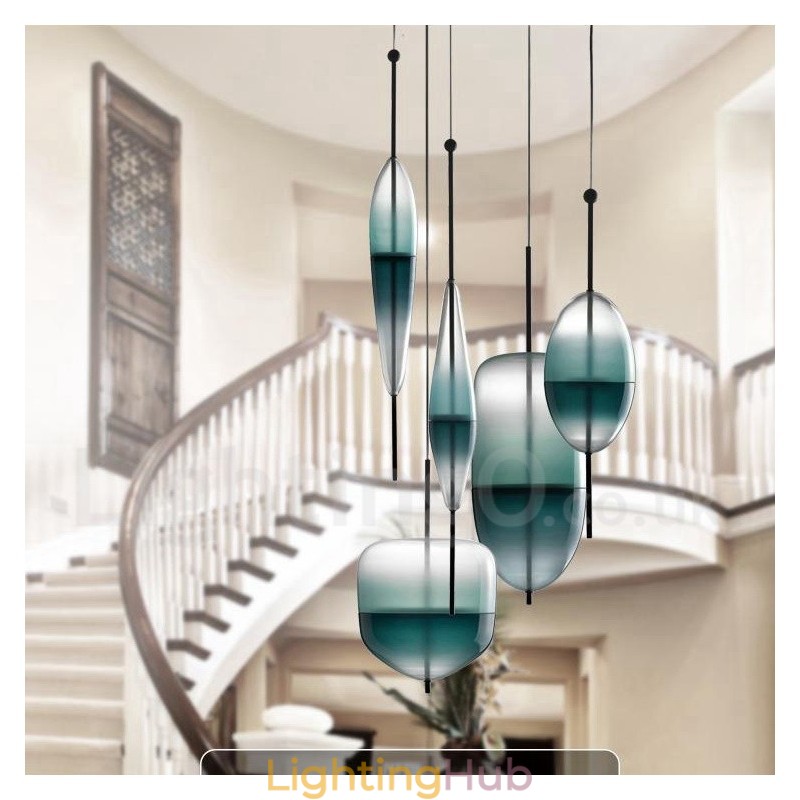 Modern Contemporary Gradient Color Pendant Light with Glass Shade