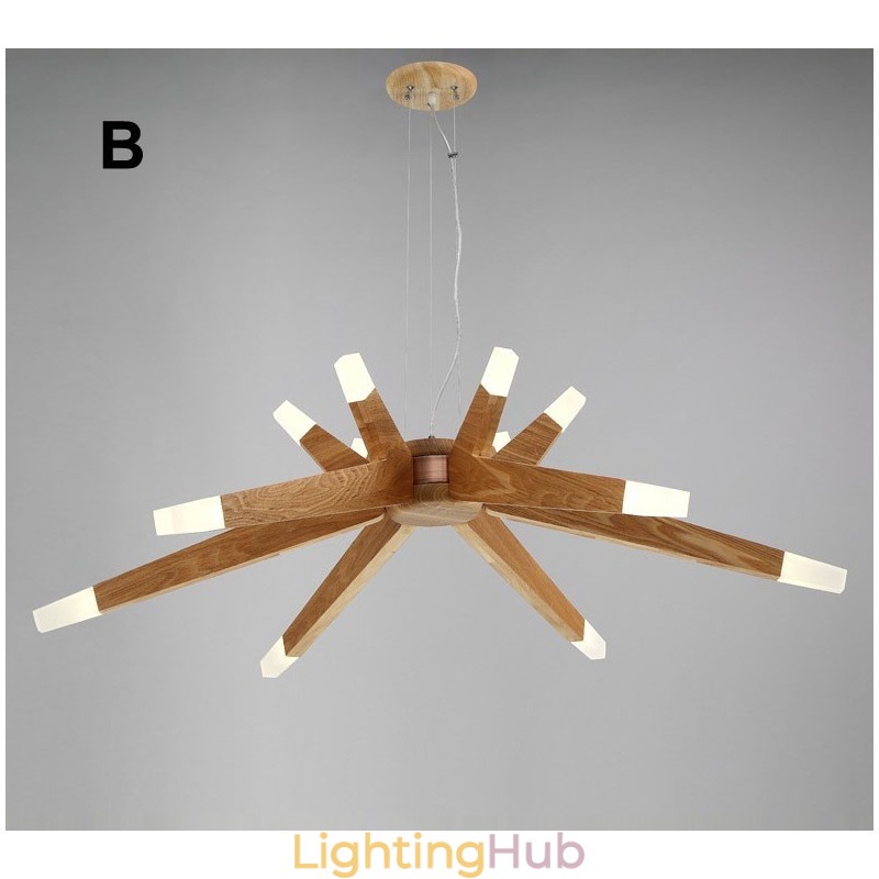 Modern Contemporary Wood 12 Light Pendant Light