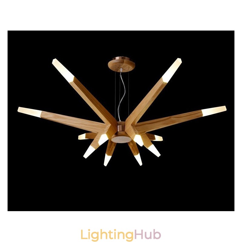 Modern Contemporary Wood 12 Light Pendant Light