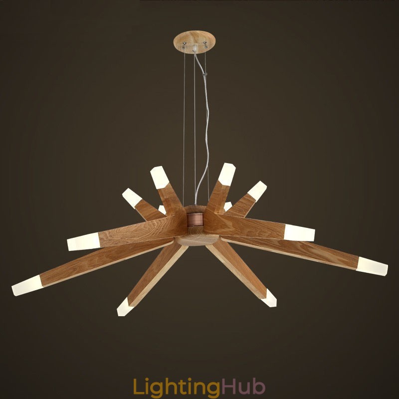 Modern Contemporary Wood 12 Light Pendant Light