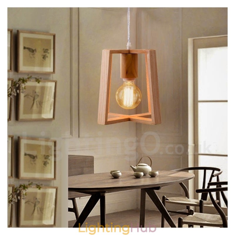 Wooden Modern Contemporary 1 Light Pendant Light