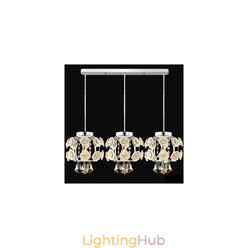 Flowers and Crystal Chandelier Pendant Light