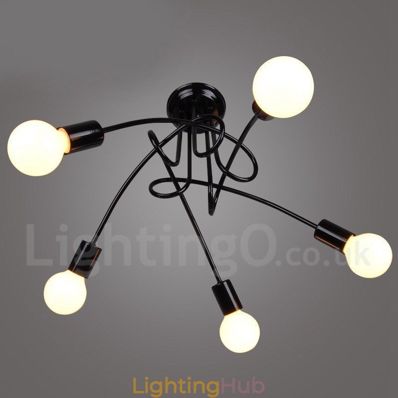 Black Country Metal 5 Light Chandelier Light
