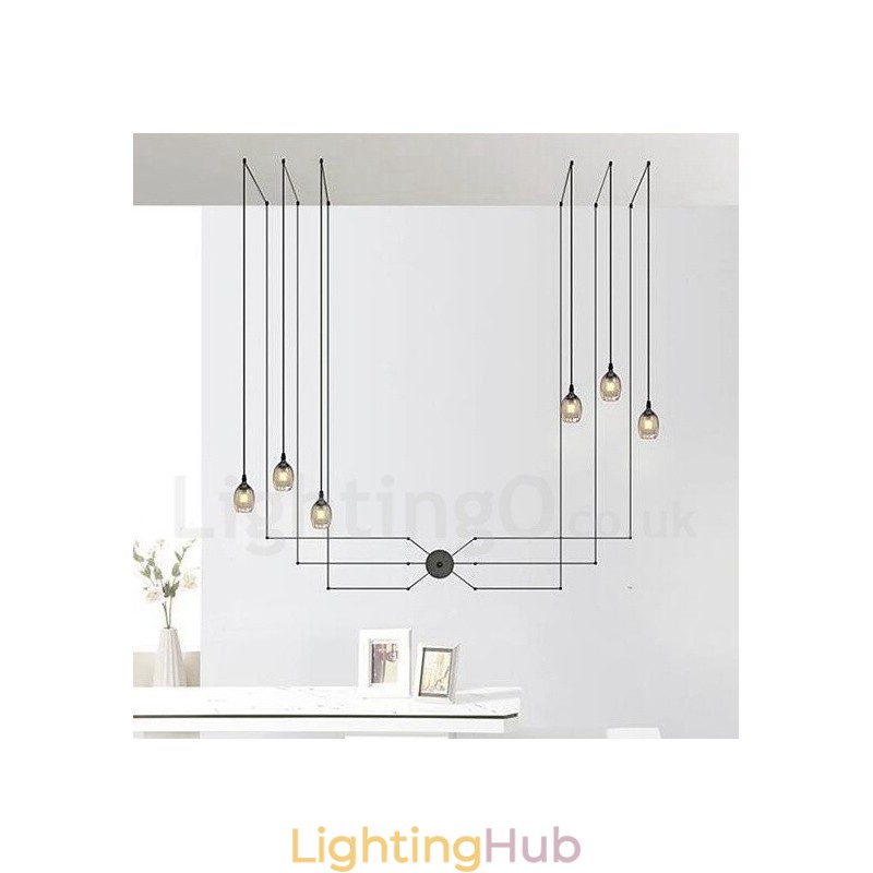 For 6 Light Pendant Light with Glass Shade