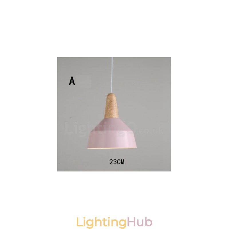 Modern Contemporary Wood Metal Multi Colors Pendant Light