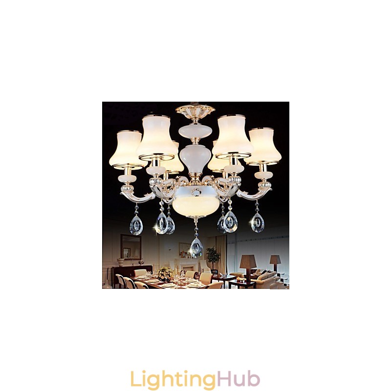 The luxurious Natural Jade Pendant lamp Of The European Crystal Pendant lamp