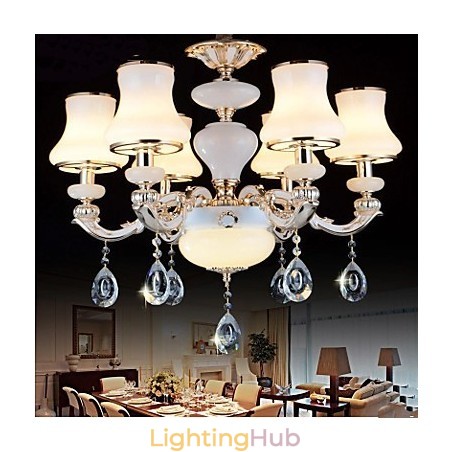 The luxurious Natural Jade Pendant lamp Of The European Crystal Pendant lamp