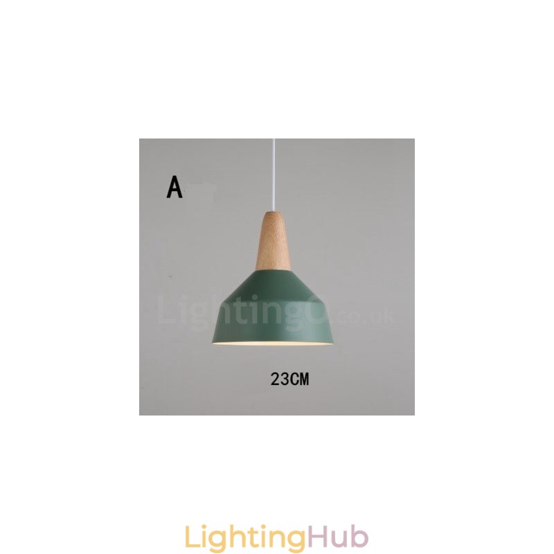 Modern Contemporary Wood Metal Multi Colors Pendant Light