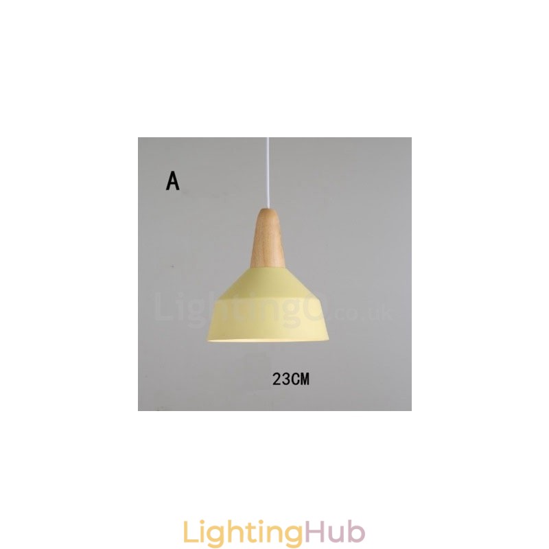Modern Contemporary Wood Metal Multi Colors Pendant Light