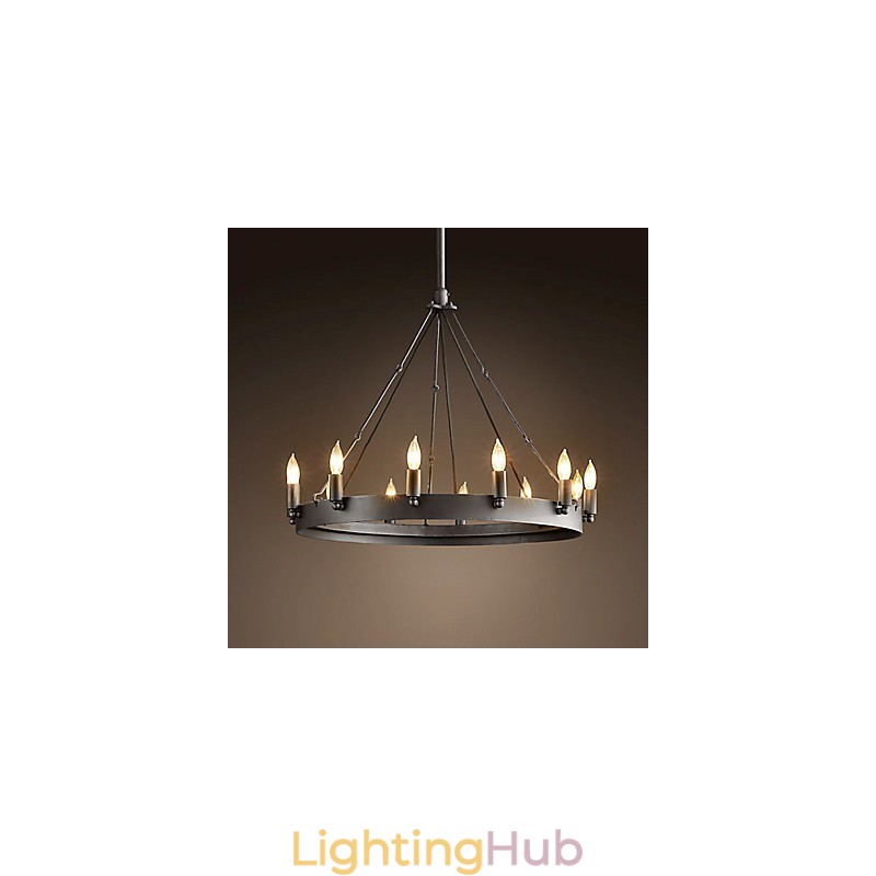 Retro Style Iron Pendent Light with 12 Lights in Candle Feature
