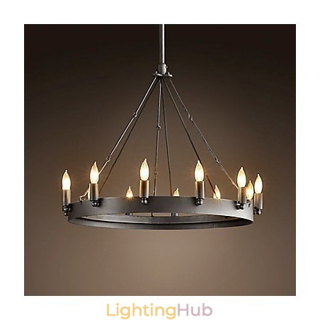 Retro Style Iron Pendent Light with 12 Lights in Candle Feature Retro Style Iron Pendent Light with 12 Lights in Candle Feature