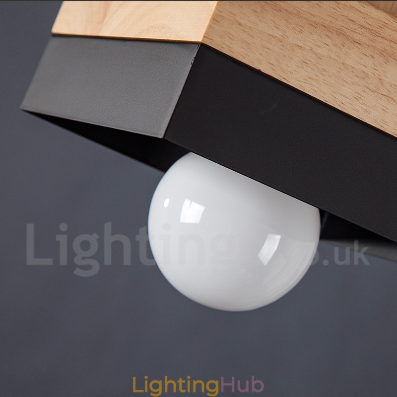 Modern Contemporary Wood Metal Wood Pendant Light