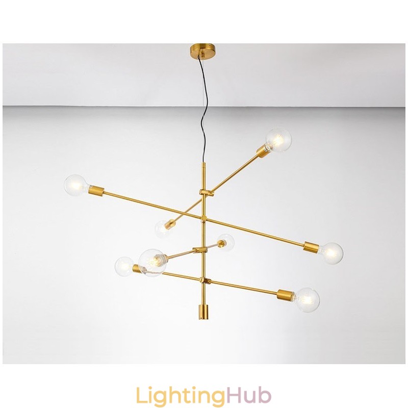 6 Light Copper Chandelier with Glass Shade Lamp