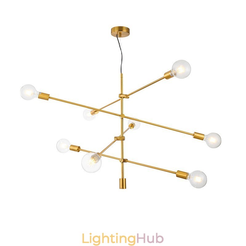 6 Light Copper Chandelier with Glass Shade Lamp