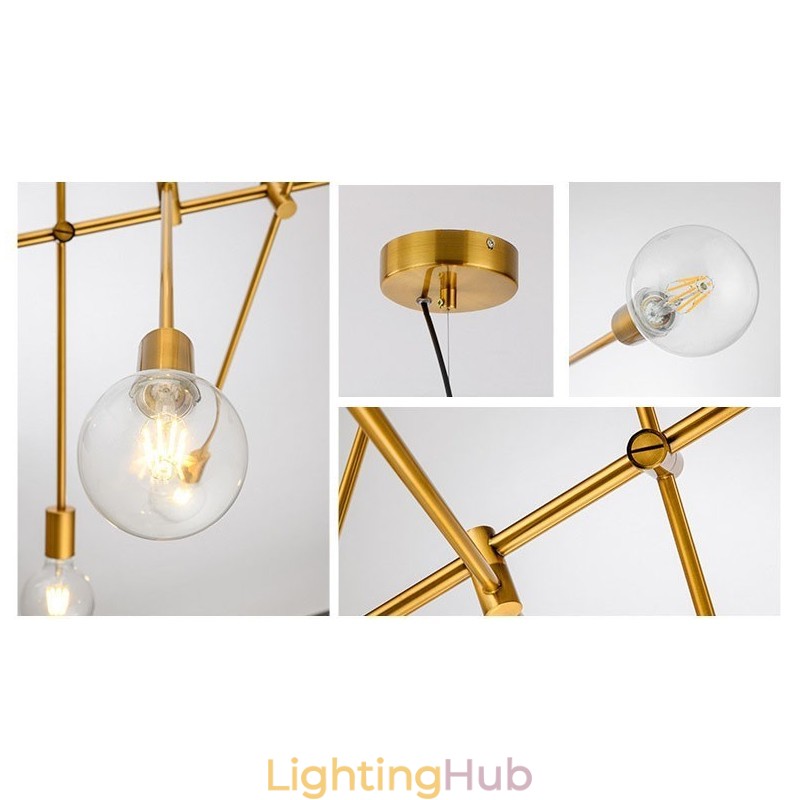 6 Light Copper Chandelier with Glass Shade Lamp