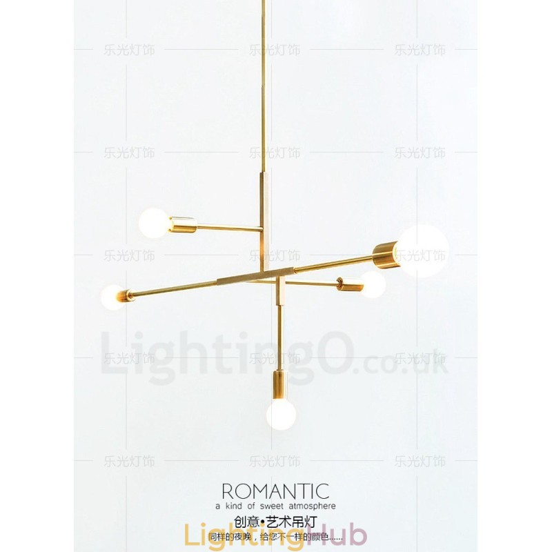 Modern Contemporary Copper 5 Light Chandelier Lamp