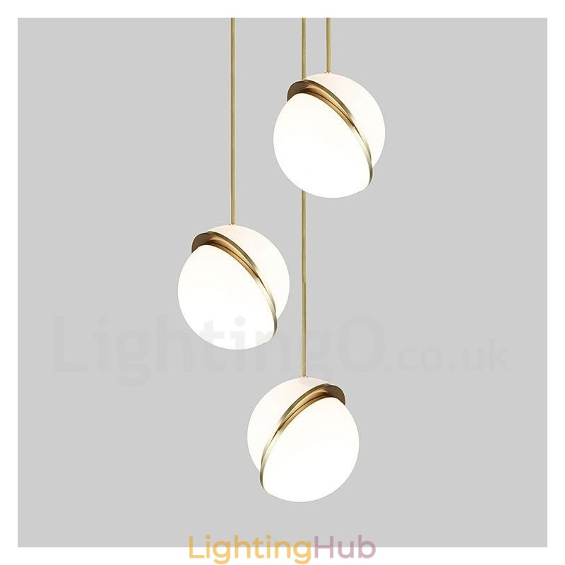 Modern Contemporary Copper Pendant Light with Glass Shade Lamp