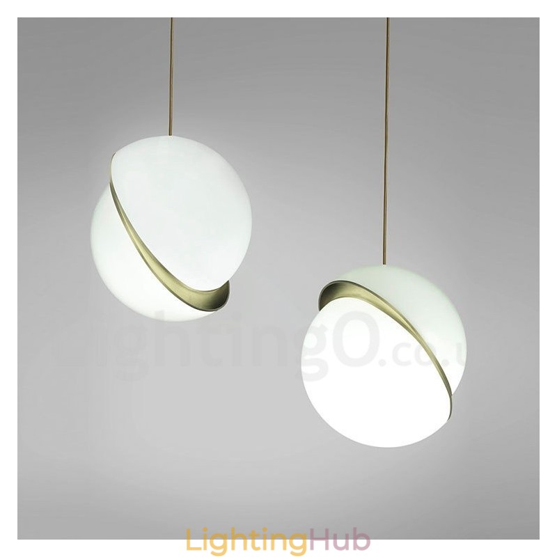 Modern Contemporary Copper Pendant Light with Glass Shade Lamp