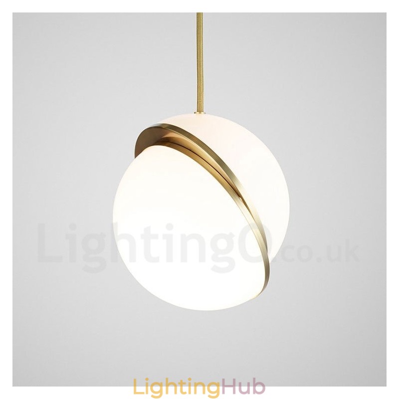 Modern Contemporary Copper Pendant Light with Glass Shade Lamp